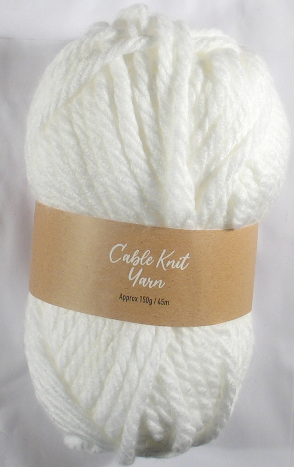 Woolcraft Cable Knit Yarn 233 White Pack